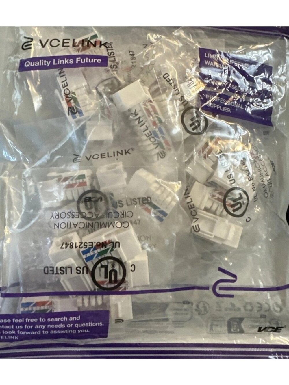 25 Pack of VCE VCELINK UL Listed CAT6 RJ45 Keystone Jack Inline Couplers White